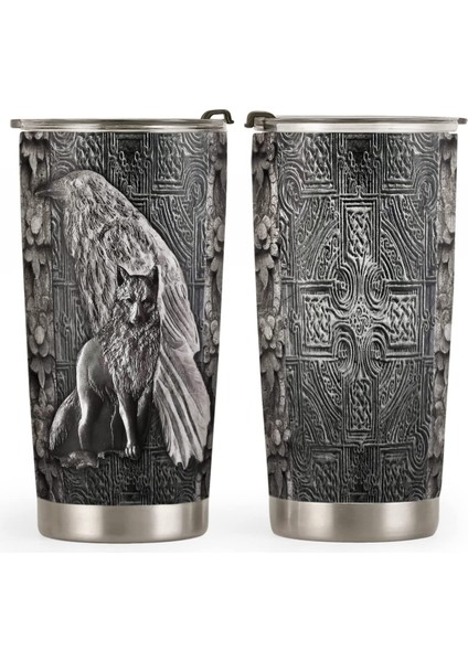 Stil 5 Viking Kurt Tarzı Paslanmaz Çelik Bardak 20OZ - Kapaklı Bardak Erkekler ve Kadınlar Için Çift Duvar Vakum Hediyesi Yıldönümü Doğum Günü (Yurt Dışından) indirimleri