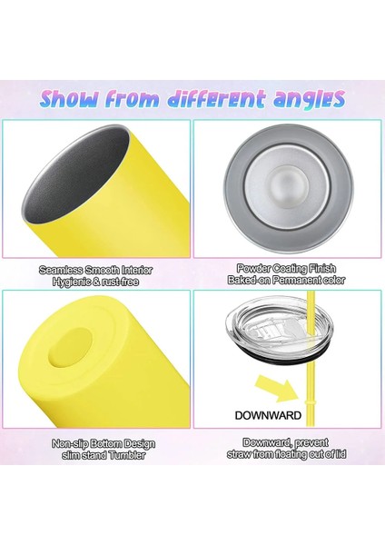 Mat Mavi 2 Adet 1/2/5 Adet 20 Oz Sıska Bardak Kapaklı ve Saman Paslanmaz Çelik Yalıtımlı Su Bardak Bardak Çift Katmanlı Sandık Tumbler Kupa (Yurt Dışından)