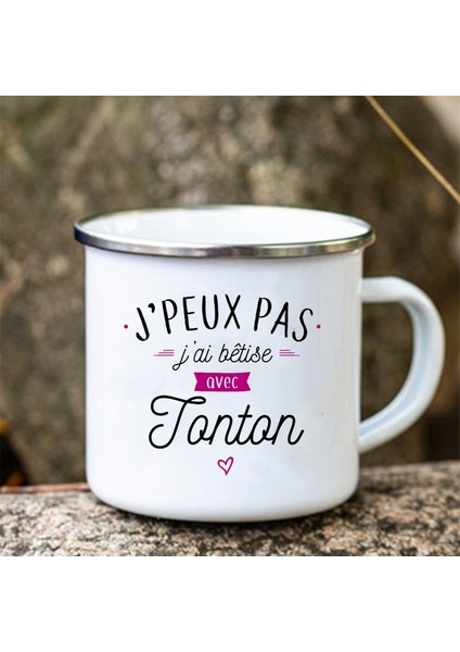 UXH158575-A015WH-8 Süper Tonton Papy Baskılı Komik Emaye Yaratıcı Kahve Fincanları Kamp Kupalar Kolu Drinkware Tatil Kupa Babalar Günü En Iyi Hediyeler (Yurt Dışından)
