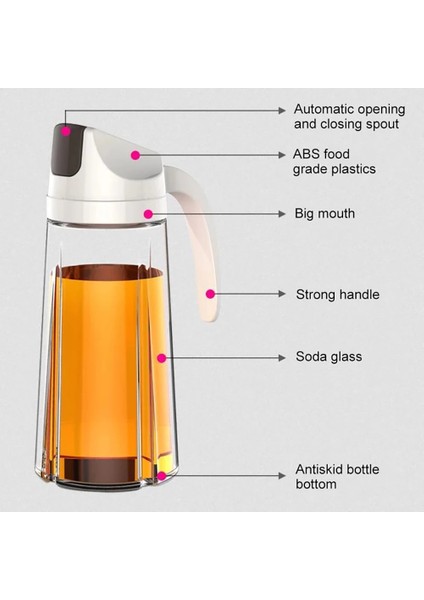 Beyaz 600ML 1 Parça Ev Sızdırmaz Cam Yağ Şişesi Otomatik Açılıp Kapanan Yağ Kapaklı Şişe Mutfak Baharat Şişesi (Yurt Dışından) modelleri