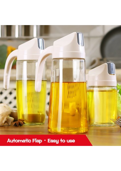 Beyaz 600ML 1 Parça Ev Sızdırmaz Cam Yağ Şişesi Otomatik Açılıp Kapanan Yağ Kapaklı Şişe Mutfak Baharat Şişesi (Yurt Dışından) indirimleri