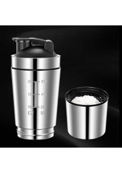 Gümüş Yeni Tip Taşınabilir Spor Salonu Spor Protein Tozu Çalkalayıcı Su Şişesi Çift Duvar 304 Paslanmaz Çelik Araba Su Milkshake Bardak (Yurt Dışından) modelleri