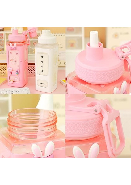 PINK-700ML Olarak Adlandırılan 700ML Sevimli Su Şişesi Kızlar Için Kapaklı Saman Etiket Plastik Meyve Suyu Süt Taşınabilir Kawaii Tumbler Çocuk Drinkware (Yurt Dışından)