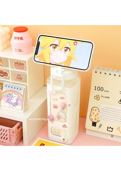 PINK-700ML Olarak Adlandırılan 700ML Sevimli Su Şişesi Kızlar Için Kapaklı Saman Etiket Plastik Meyve Suyu Süt Taşınabilir Kawaii Tumbler Çocuk Drinkware (Yurt Dışından)