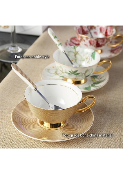 Sonbahar Özledim 200 ml Avrupa Asil Kemik Çini Kahve Fincanı Tabağı Kaşık Seti 200 ml Lüks Seramik Kupa Üst Sınıf Porselen Çay Bardağı Cafe Parti Drinkware (Yurt Dışından)