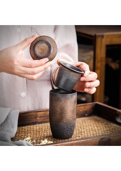 Beyaz Tek Fincan 225 ml Ins Kahve Fincanı Vintage El Yapımı Kaba Çömlek Kungfu Çay Kapaklı Bardak Latte Capuccino Flatcup Japon Tarzı 1 Adet/3 Adet Set (Yurt Dışından)
