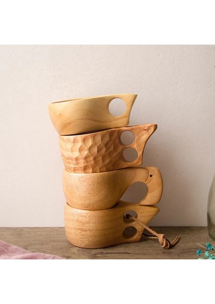 A2 Finlandiya Kuksa Taşınabilir Kahve Kupa Kauçuk Ahşap Saplı Iki Delik Inek Derisi Halat Kanca Suyu Süt Çay Kahve Içme Bardağı Drinkware (Yurt Dışından) fiyatları