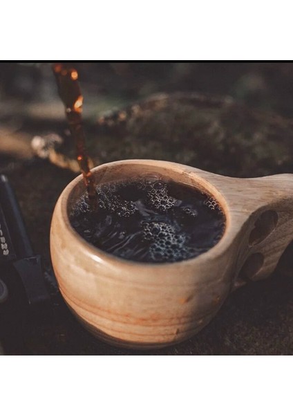 A2 Finlandiya Kuksa Taşınabilir Kahve Kupa Kauçuk Ahşap Saplı Iki Delik Inek Derisi Halat Kanca Suyu Süt Çay Kahve Içme Bardağı Drinkware (Yurt Dışından) fırsatları