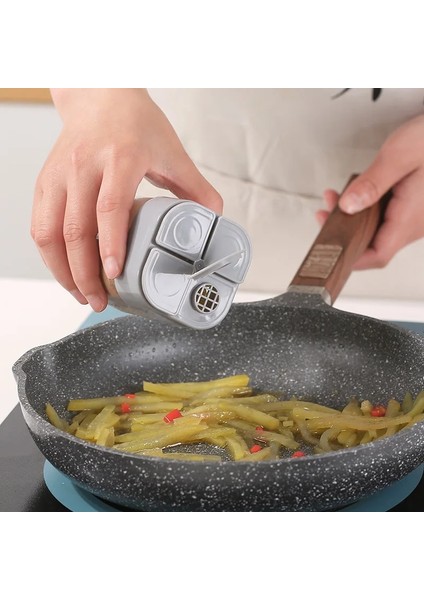 Gri 4 In 1 Kamp Baharat Kavanoz Kapaklı Şeffaf Baharat Dağıtıcı 4 Bölme Açık Havada Pişirme Barbekü Tuz ve Biber Çalkalayıcı (Yurt Dışından)