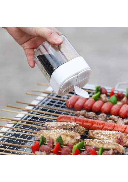 Gri 4 In 1 Kamp Baharat Kavanoz Kapaklı Şeffaf Baharat Dağıtıcı 4 Bölme Açık Havada Pişirme Barbekü Tuz ve Biber Çalkalayıcı (Yurt Dışından)