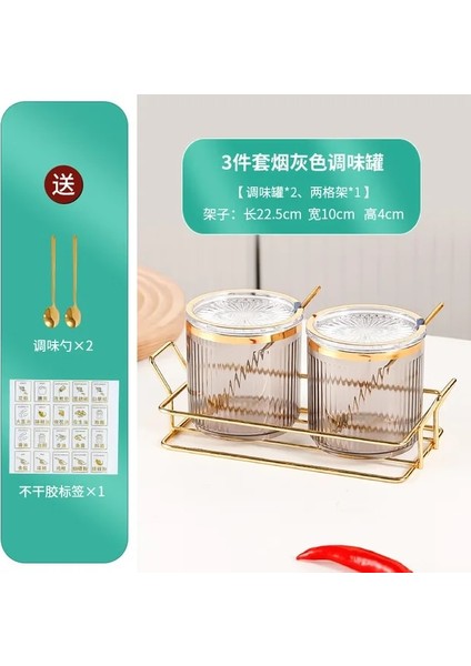 D-2 Adet Yaratıcı Çizgili Baharat Kavanoz Seti Raflı Zarif Akrilik Tuz Kavanoz Soya Sosu Sirke Depolama Şişe Mutfak Malzemeleri Yeni (Yurt Dışından)