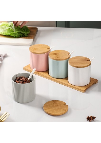 Tepsi C Seramik Baharat Kavanozu, Baharat Kutusu, Baharat Şişesi, Makaron, Tuzluk, Tane Karabiber, Mutfak Gereçleri Kombinasyon Seti (Yurt Dışından)