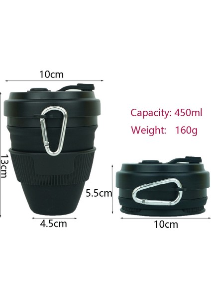 Whiteteal 450ML 16OZ 450ML Katlanır Silikon Bardak Kupalar Katlanabilir Silika Kahve Fincanı Saman Kapaklı Taşınabilir Silikon Teleskopik Içme Seyahat Siyah (Yurt Dışından) fırsatları