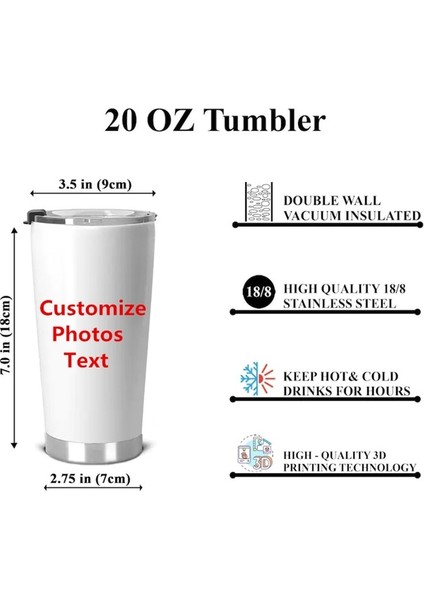 Stil 1 Özel Paslanmaz Çelik Bardak 20OZ Kelimelerle Resim Kolajı Özelleştirilmiş Bardak, Doğum Günü Hatıra Hediyeleri Kişiselleştirilmiş Bardak (Yurt Dışından)