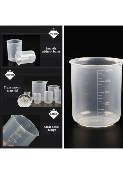5 Adet 25ML Şeffaf Plastik Mezun Ölçüm Kabı Pişirme Kabı Sıvı Ölçü Jugcup Konteyner 25/30/50ML/100ML /150/250/500ML/1000ML (Yurt Dışından)