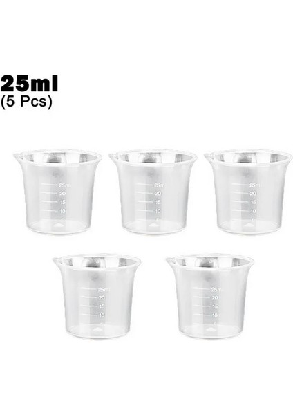 5 Adet 25ML Şeffaf Plastik Mezun Ölçüm Kabı Pişirme Kabı Sıvı Ölçü Jugcup Konteyner 25/30/50ML/100ML /150/250/500ML/1000ML (Yurt Dışından)