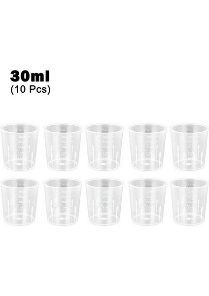10 Adet 30ML Sapsız 25/30/50/100/150/200/250/500/1000ML Premium Şeffaf Plastik Mezun Ölçüm Kabı Dekantör Ağzı Kolu Olmadan Mutfak Aracı (Yurt Dışından)
