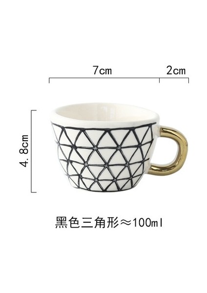 F 100-350 ml Iskandinav Lüks Kupa Altın Saplı Geniş Ağızlı El Boyalı Geometrik Seramik El Yapımı Düzensiz Bardak Süt Çay Yulaf Ezmesi Kahve Kupa (Yurt Dışından)