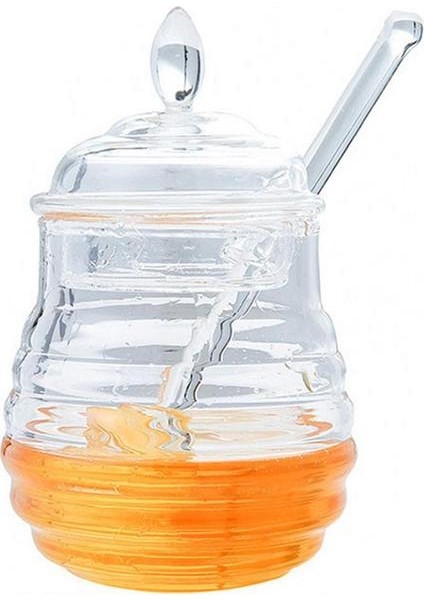 Kepçeli Honeypot Akrilik Bal Dispenseri Akrilik Bal Kabı Damlama Önleyici Arı Balı Sıkma Şişe Bal Kavanoz Dispenseri Arı Kovanı Kepçeli Bal Kabı (Yurt Dışından)