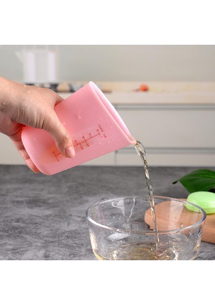 Pinks Pişirme Ölçme Kabı 250/500 ml Ölçme Kabı Isıya Dayanıklı Şeffaf Çift Terazi Yuvarlak Ağız Eğimli Kenar Mutfak Gadget (Yurt Dışından)