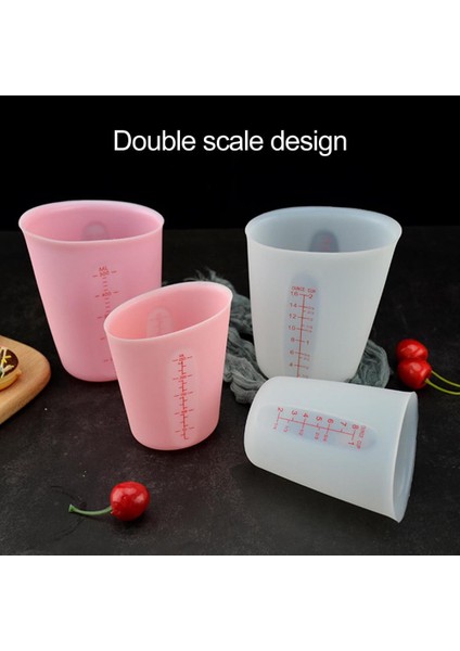 Pinks Pişirme Ölçme Kabı 250/500 ml Ölçme Kabı Isıya Dayanıklı Şeffaf Çift Terazi Yuvarlak Ağız Eğimli Kenar Mutfak Gadget (Yurt Dışından)