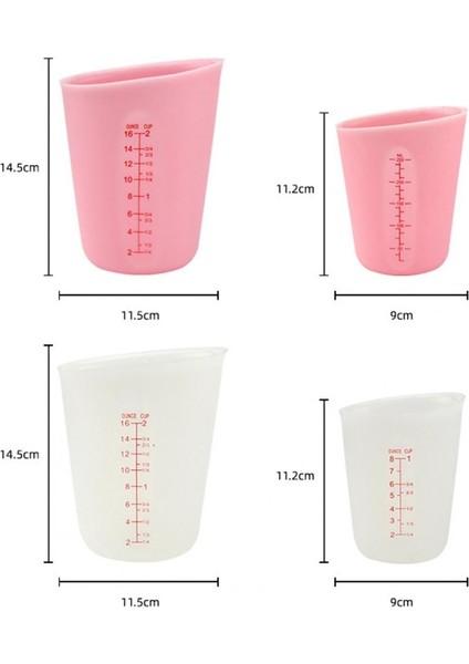 Pinks Pişirme Ölçme Kabı 250/500 ml Ölçme Kabı Isıya Dayanıklı Şeffaf Çift Terazi Yuvarlak Ağız Eğimli Kenar Mutfak Gadget (Yurt Dışından)