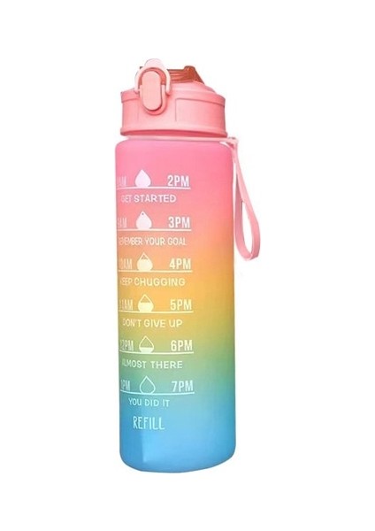 Pembe Bir 900 ml 900 ml Su Şişesi Spor Waterfles Motivasyon Spor Su Şişesi Zaman Işaretleyici ile Yeniden Kullanılabilir Açık Taşınabilir Içme Suyu Şişesi (Yurt Dışından)