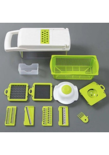 Set Bir Mutfak Sebze Doğrayıcı 8 Bıçaklı Dilimleme Dicer Soğan Doğrayıcı Kesici Domates Patates Havuç Salatası Kevgir Sepeti (Yurt Dışından)