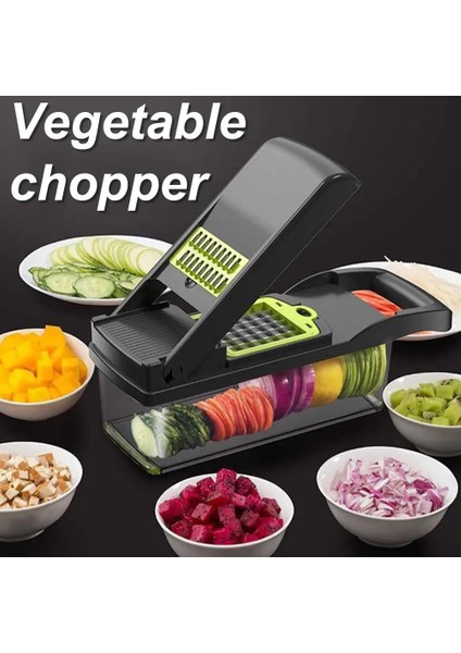 Set Bir Mutfak Sebze Doğrayıcı 8 Bıçaklı Dilimleme Dicer Soğan Doğrayıcı Kesici Domates Patates Havuç Salatası Kevgir Sepeti (Yurt Dışından)