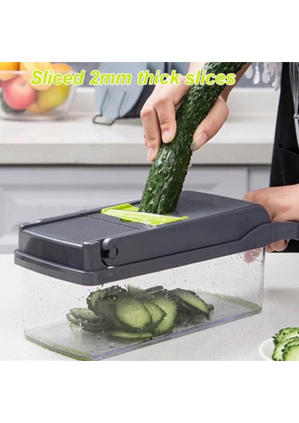 Set Bir Mutfak Sebze Doğrayıcı 8 Bıçaklı Dilimleme Dicer Soğan Doğrayıcı Kesici Domates Patates Havuç Salatası Kevgir Sepeti (Yurt Dışından)