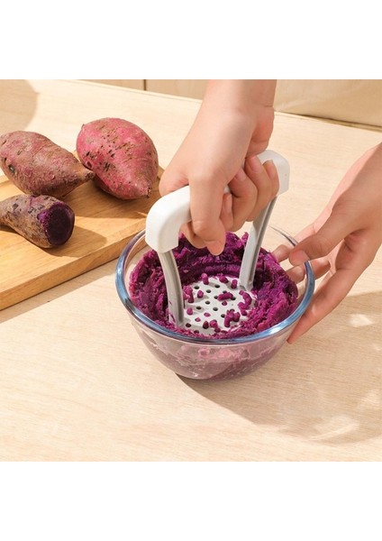 Beyaz Manuel Patates Ezici Plastik Preslenmiş Patates Parçalayıcı Taşınabilir Mutfak Aracı Bebekler Için Gıda, Meyve, Muz, Pişirme (Yurt Dışından)
