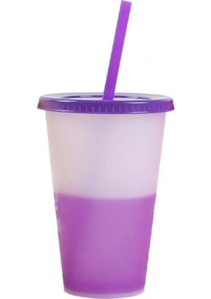 Gri 480 ml Su Tumbler Yaratıcı Yeniden Kullanılabilir Kahve Kupa Kavrama Renk Değiştirme Kapaklı Plastik Bardak Drinkware (Yurt Dışından)
