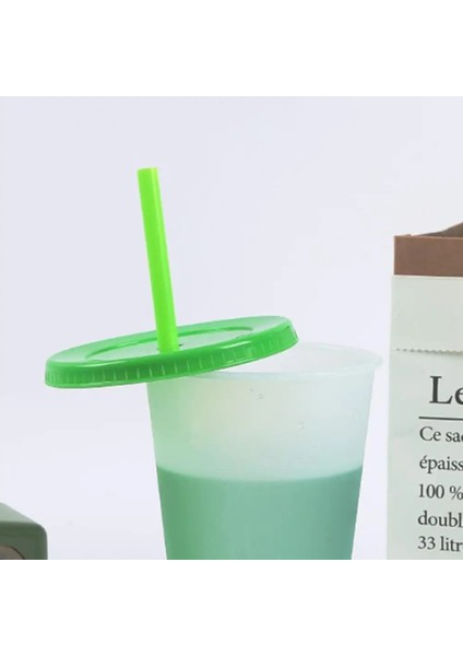 Gri 480 ml Su Tumbler Yaratıcı Yeniden Kullanılabilir Kahve Kupa Kavrama Renk Değiştirme Kapaklı Plastik Bardak Drinkware (Yurt Dışından)