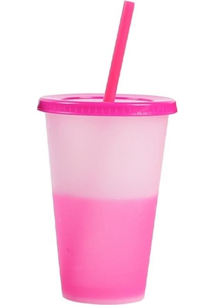 Gri 480 ml Su Tumbler Yaratıcı Yeniden Kullanılabilir Kahve Kupa Kavrama Renk Değiştirme Kapaklı Plastik Bardak Drinkware (Yurt Dışından)