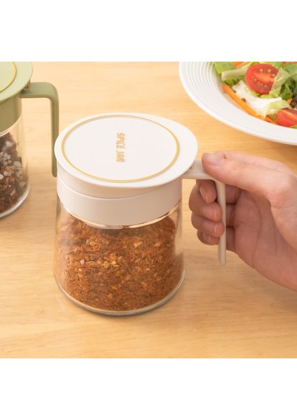 Baharat Kavanoz Yeşil Cam Baharat Kavanoz Flip Top Tuzluk Ev Mutfak Tuz Kavanoz Kombinasyonu Kaşık Baharat Kutusu ile Set (Yurt Dışından) indirimleri