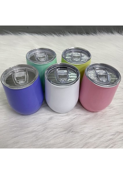 W 12OZ 12OZ Şarap Tumbler Yumurta Şekli Bira Bardağı 304 Paslanmaz Çelik Kupalar Mühürlü Kapaklı Çift Duvar Kahve Kupa (Yurt Dışından) fırsatları