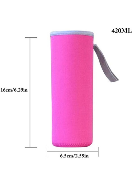 Pembe 420ML Spor Su Şişesi Kapağı Neopren Yalıtım Kol Çantası Termos Kılıfı Taşınabilir Vakum Bardak Seti Spor Kamp Aksesuarları (Yurt Dışından)