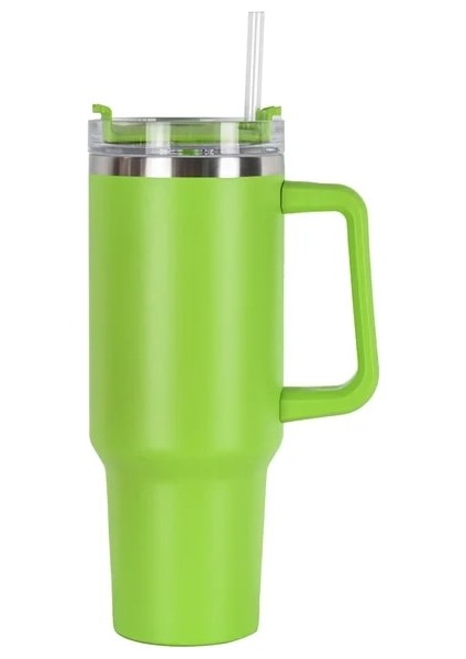 40OZ Bardak 40OZ Paslanmaz Çelik Saplı ve Pipetli Bardak 40OZ Araba Bardağı Taşınabilir Seyahat Su Şişesi Vakum Bardak Termos Kahve Kupa (Yurt Dışından)