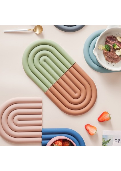 G Gökkuşağı Silikon Masa Mat Coaster Sıcak Yemekler Pot Tutucu Placemat Çok Amaçlı Pot Tutucular Mutfak Isıya Dayanıklı Tava Pedleri (Yurt Dışından) fırsatları