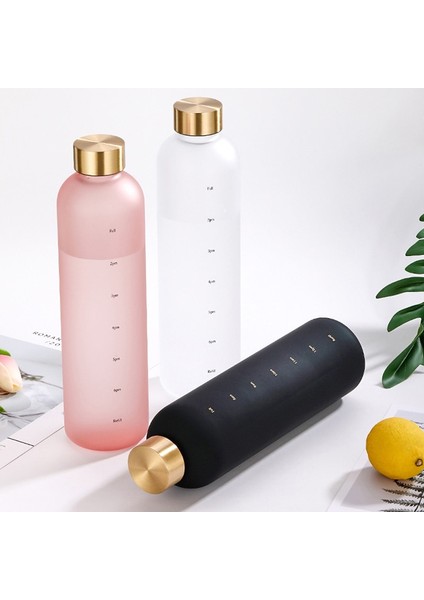 F 1000ML 1l Zaman Işaretli Su Şişesi 32 Oz Motivasyonel Yeniden Kullanılabilir Fitness Spor Açık Havada Seyahat Sızdırmaz Bpa Içermeyen Buzlu Plastik (Yurt Dışından)