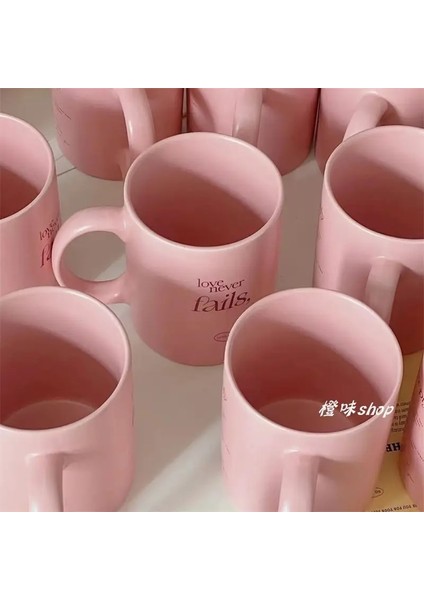 Aşk Asla Başarısız Olmaz Orijinal Pembe Mat Seramik Kupa Fransız Mektup Aşk Asla Başarısız Çift Fincan Çift Süt Kupa Bayanlar Ofis Bardakları 330 ml (Yurt Dışından) indirimleri
