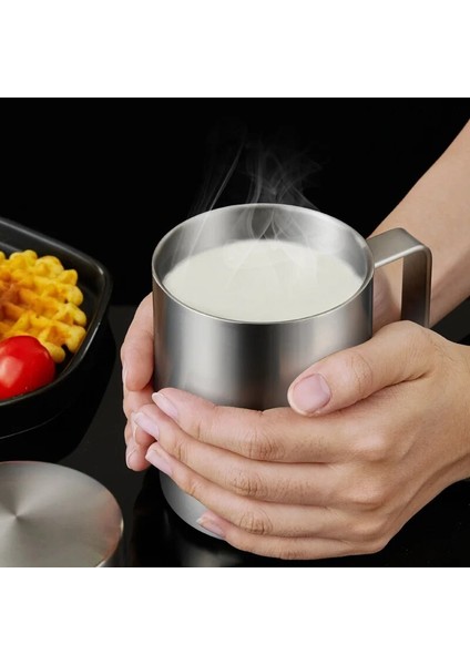 Gümüş 280ML Kapak J 200-500ML Çift Duvar Kahve Kapaklı Fincan 304 Paslanmaz Çelik Çift Alt Kupa Bira Kupa Çay Bardak Içme Bardakları Termal Kupa Su Kupa (Yurt Dışından)