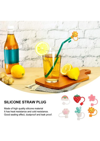 6'lı Paket 4/6/8 Adet Sevimli Saman Ipuçları Içme Toz Kapağı Silikon Sıçramaya Dayanıklı Fişler Kapak Yaratıcı Hasır Kapak Kapağı 6-8mm Saman Sızdırmazlık Araçları (Yurt Dışından) fırsatları