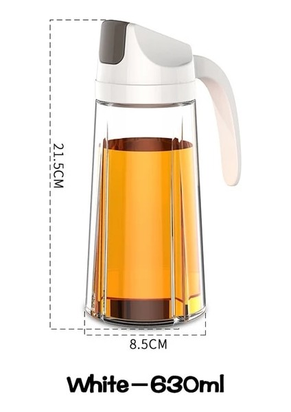 Beyaz 630 ml Otomatik Açılış ve Kapanış Cam Yağlayıcı Ev Mutfak Sızdırmaz Yağ Şişesi Soya Sosu Sirke Pişirme Baharat Yağ Tankı (Yurt Dışından)
