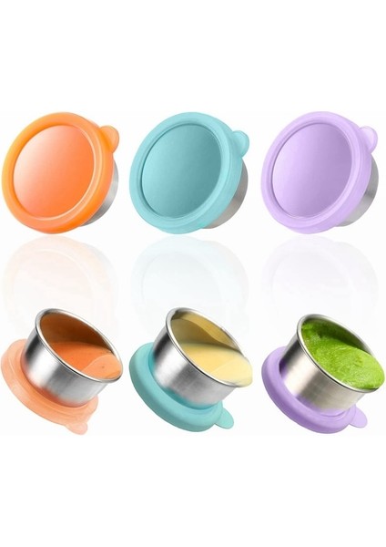 Gösterildiği Gibi 3 Adet 50ML Salata Sosu Kabı, Paslanmaz Çelik Çeşni Kapları Bento Kutusu Için Silikon Kapaklı Bardaklar (Yurt Dışından) fiyatları