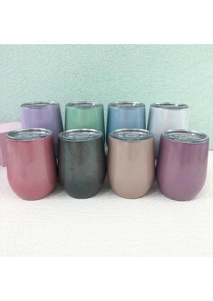 R6 12OZ 12OZ Paslanmaz Çelik Glitter Şarap Tumbler Bardak Yumurta Şekli Kahve Kupaları Çift Duvarlı Yalıtımlı Bira Bardağı Arkadaş Hediyeler Için (Yurt Dışından) fiyatları
