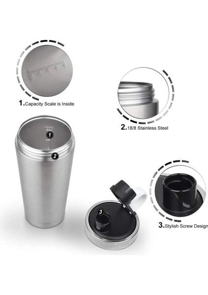 Kırmızı 20 Oz Çift Duvar Protein Shaker Şişe Paslanmaz Çelik Su Vakum Yalıtımlı Şişe Geniş Ağızlı Sızdırmaz Spor Drinkware Fincan (Yurt Dışından) indirimleri