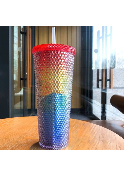 D 05 743ML 710ML/473ML Saman Bardak Logolu Süt Çay Drinkware 2 Katmanlı Elmas Radyant Su Şişeleri Hediye Plastik Yeniden Kullanılabilir Kahve Kupaları (Yurt Dışından)