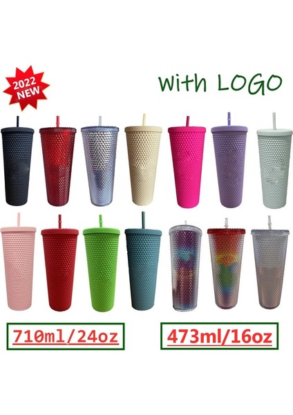 D 05 743ML 710ML/473ML Saman Bardak Logolu Süt Çay Drinkware 2 Katmanlı Elmas Radyant Su Şişeleri Hediye Plastik Yeniden Kullanılabilir Kahve Kupaları (Yurt Dışından)
