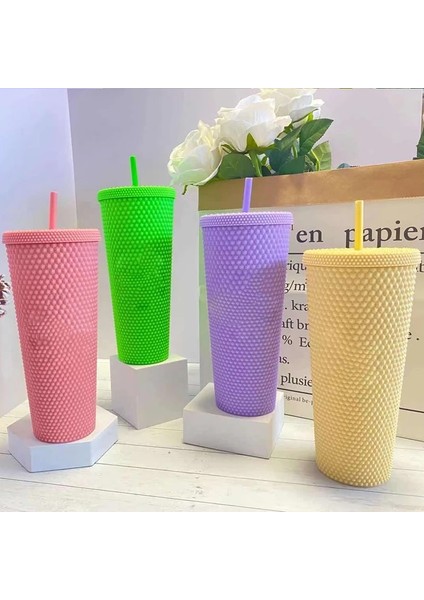 D 05 743ML 710ML/473ML Saman Bardak Logolu Süt Çay Drinkware 2 Katmanlı Elmas Radyant Su Şişeleri Hediye Plastik Yeniden Kullanılabilir Kahve Kupaları (Yurt Dışından)